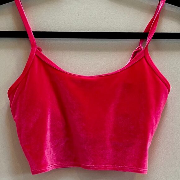 Victoria Secret Pink lightly lined velvet crop top hot pink Size S - Picture 2 of 5